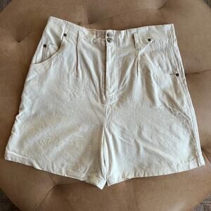 Vintage Silk Exchange 100 Silk Textured High Rise Shorts Ivory XL